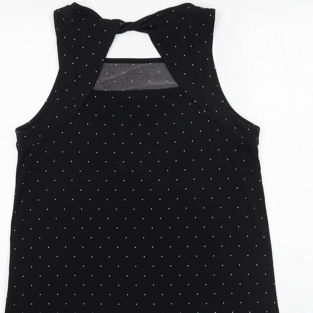 Banana Republic Womens Black Polka Dot Polyester Basic Tank Size S Square Neck - Cut Out Back Detail