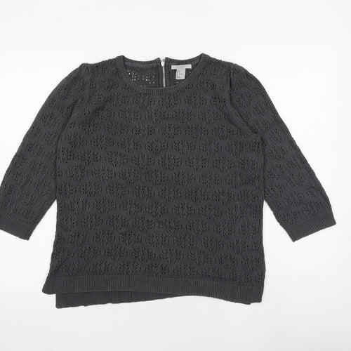 H&M Womens Grey Round Neck Viscose Pullover Jumper Size L