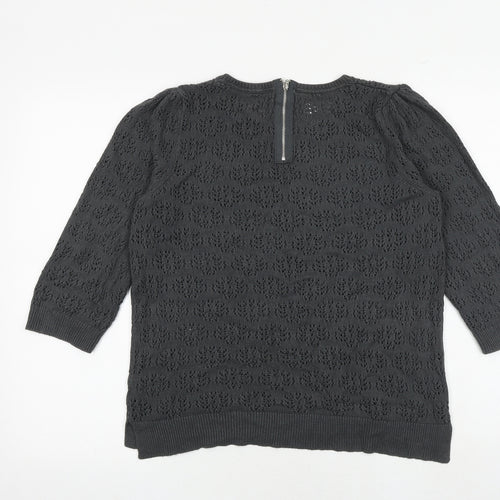 H&M Womens Grey Round Neck Viscose Pullover Jumper Size L