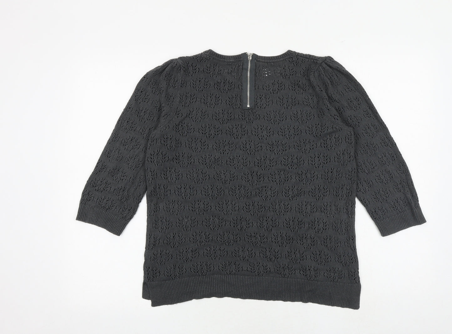 H&M Womens Grey Round Neck Viscose Pullover Jumper Size L