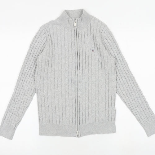 GANT Womens Grey High Neck Cotton Full Zip Jumper Size M
