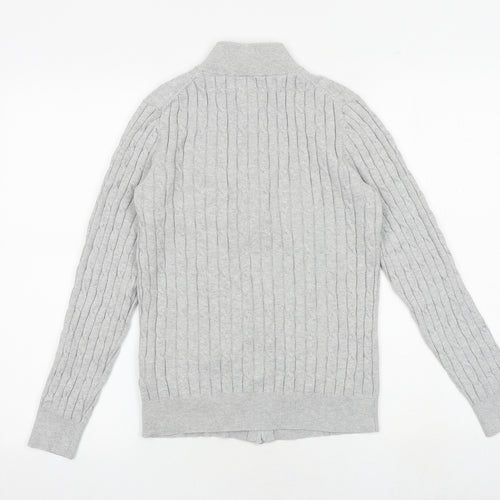 GANT Womens Grey High Neck Cotton Full Zip Jumper Size M