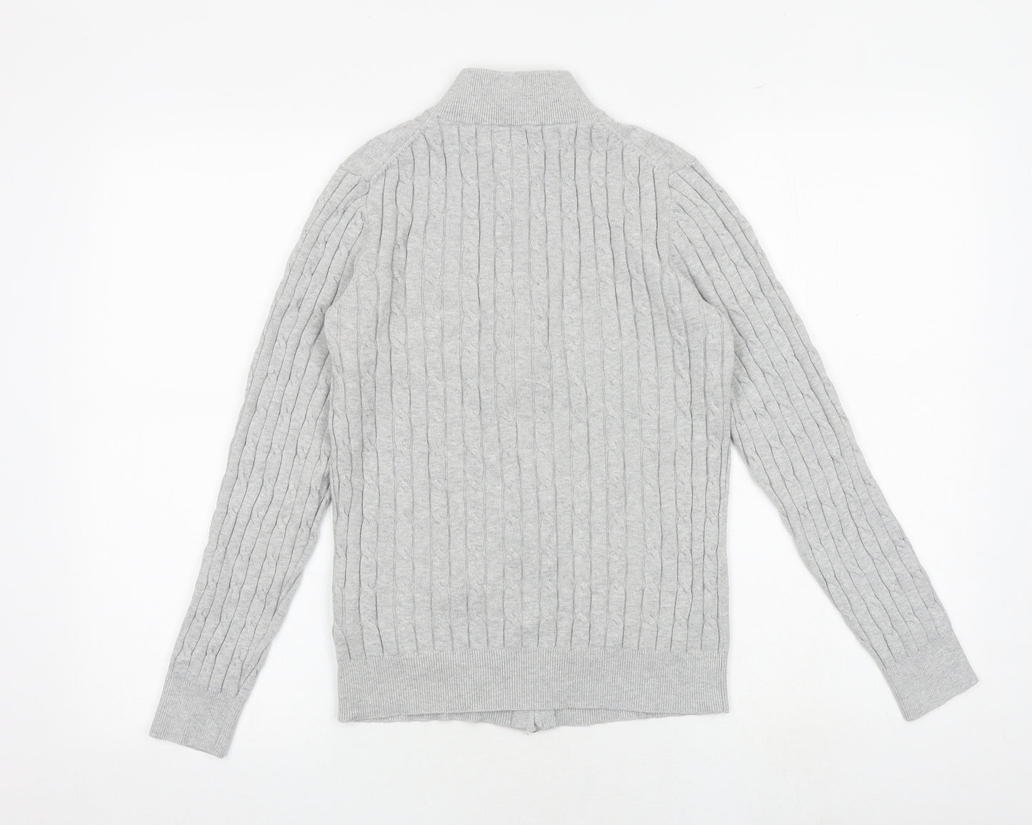 GANT Womens Grey High Neck Cotton Full Zip Jumper Size M