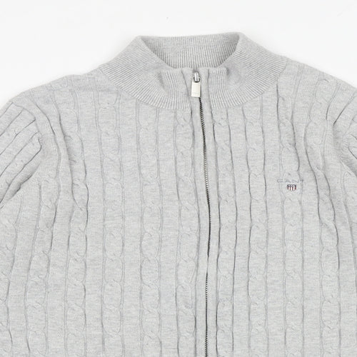 GANT Womens Grey High Neck Cotton Full Zip Jumper Size M
