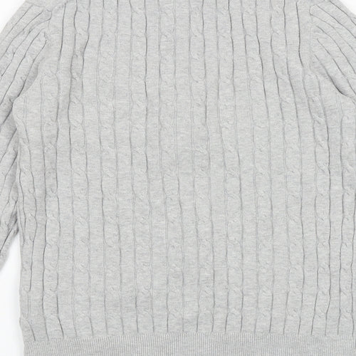 GANT Womens Grey High Neck Cotton Full Zip Jumper Size M