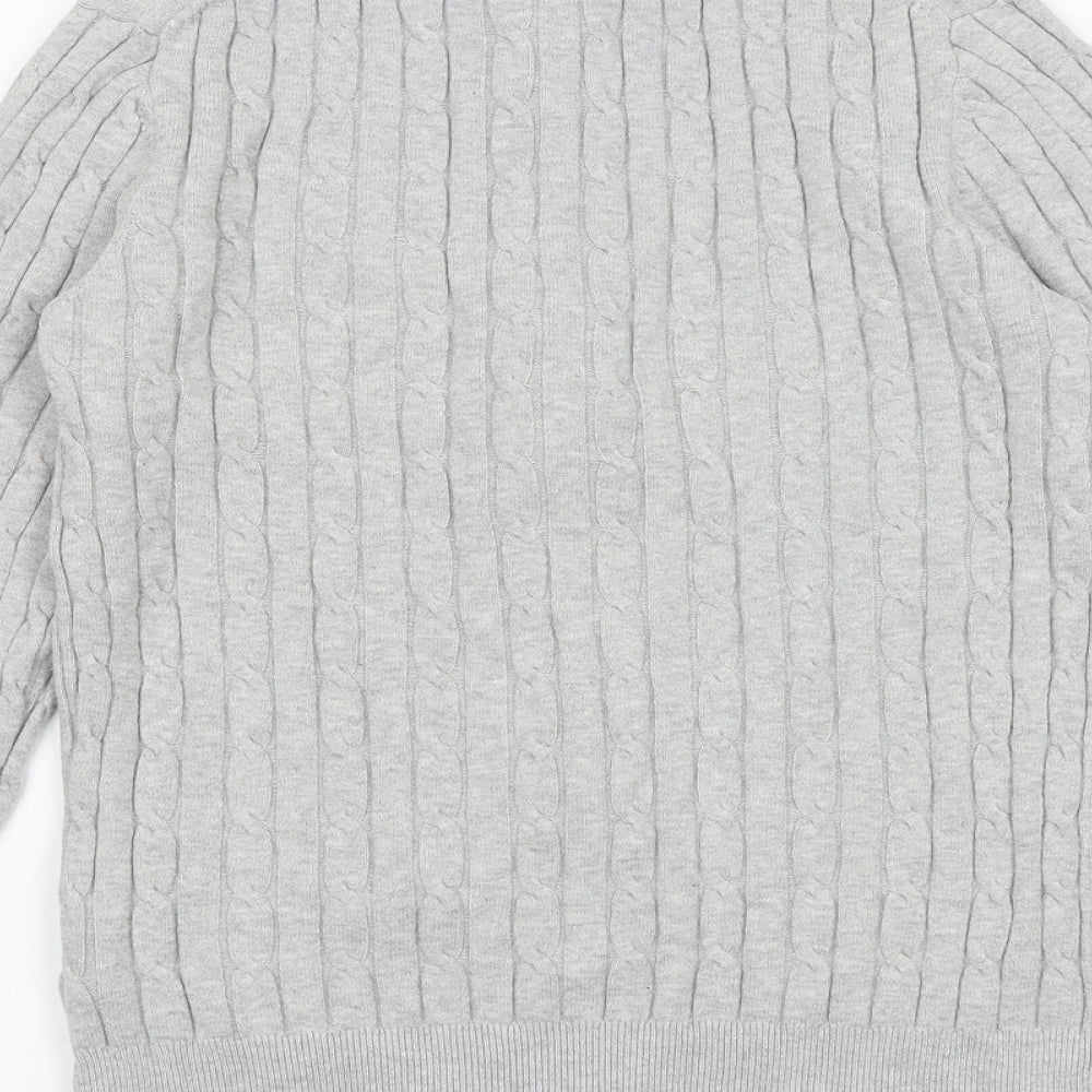 GANT Womens Grey High Neck Cotton Full Zip Jumper Size M