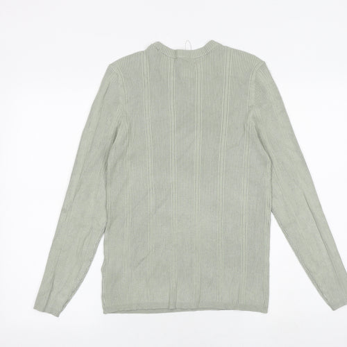 Marks and Spencer Womens Green Round Neck Viscose Pullover Jumper Size 14