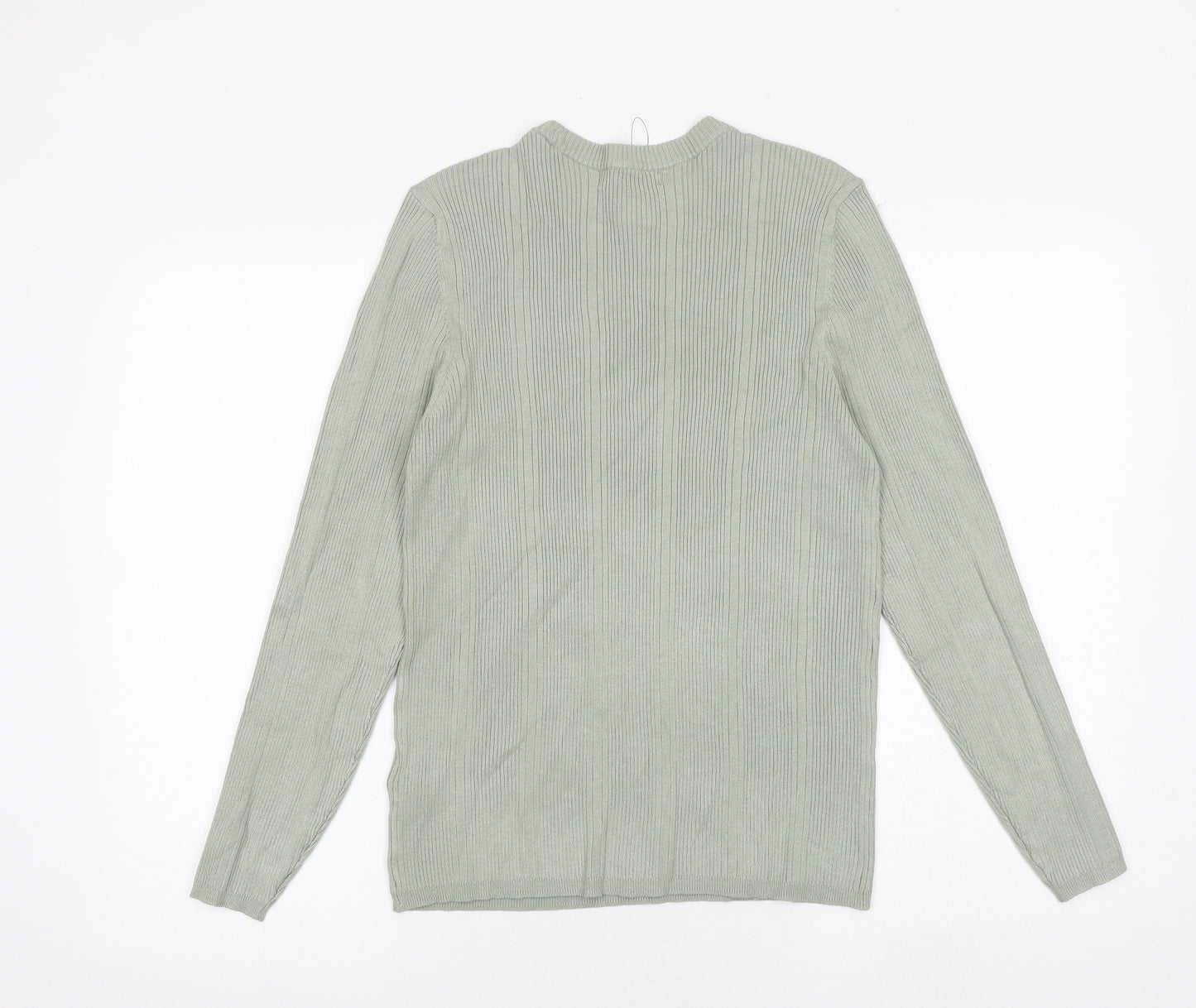 Marks and Spencer Womens Green Round Neck Viscose Pullover Jumper Size 14