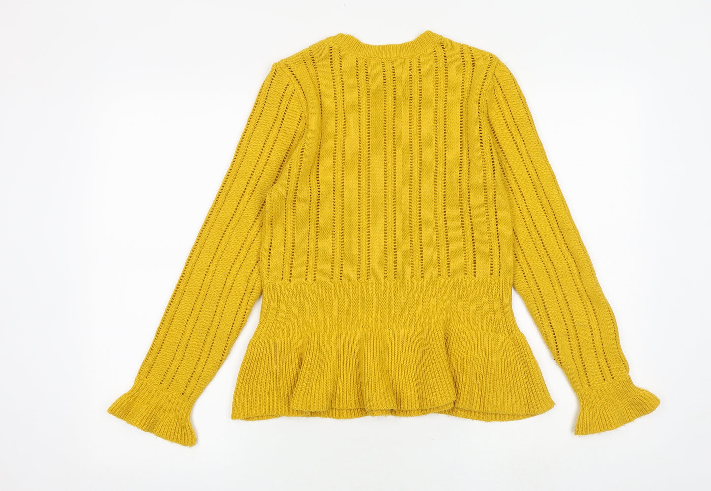 Miss Selfridge Womens Yellow Round Neck Acrylic Pullover Jumper Size 10