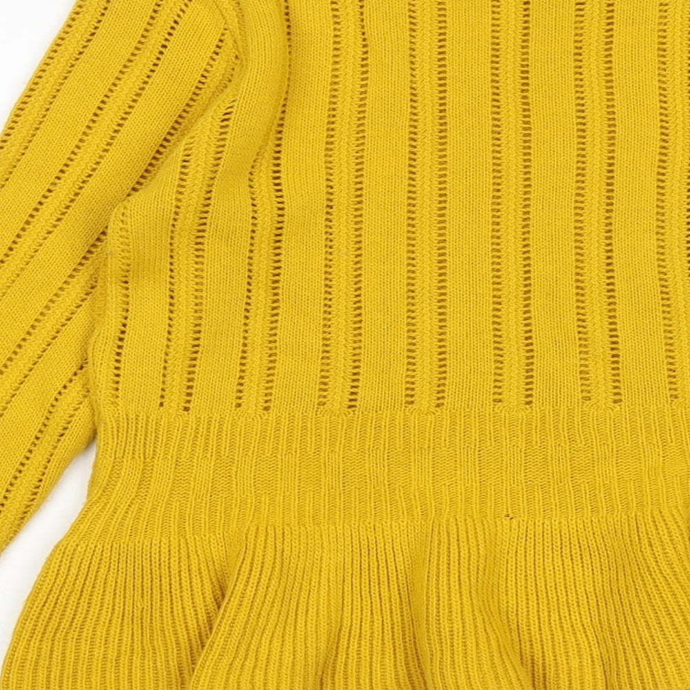 Miss Selfridge Womens Yellow Round Neck Acrylic Pullover Jumper Size 10
