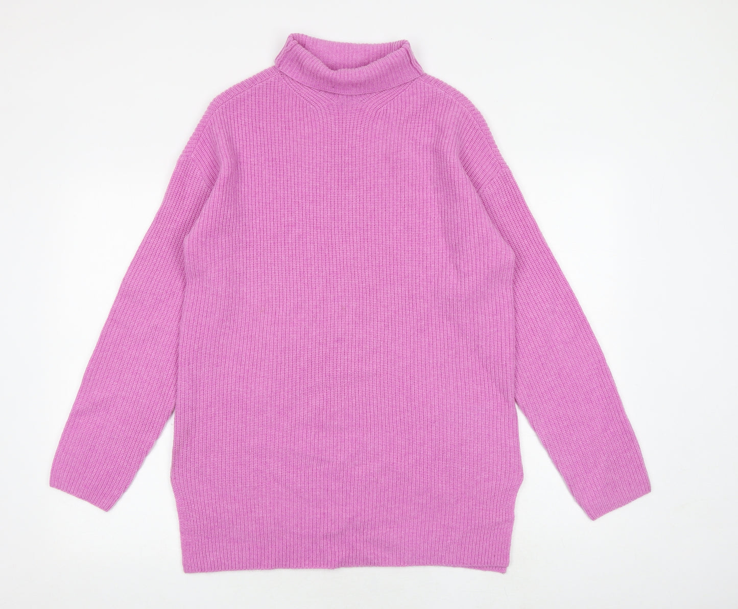 Marks and Spencer Womens Pink Roll Neck 100% Merino Wool Pullover Jumper Size S