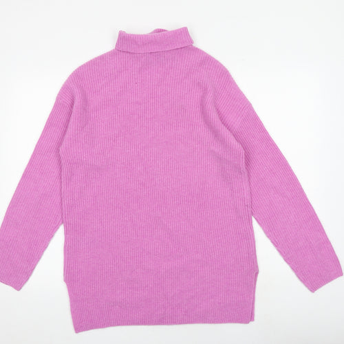 Marks and Spencer Womens Pink Roll Neck 100% Merino Wool Pullover Jumper Size S