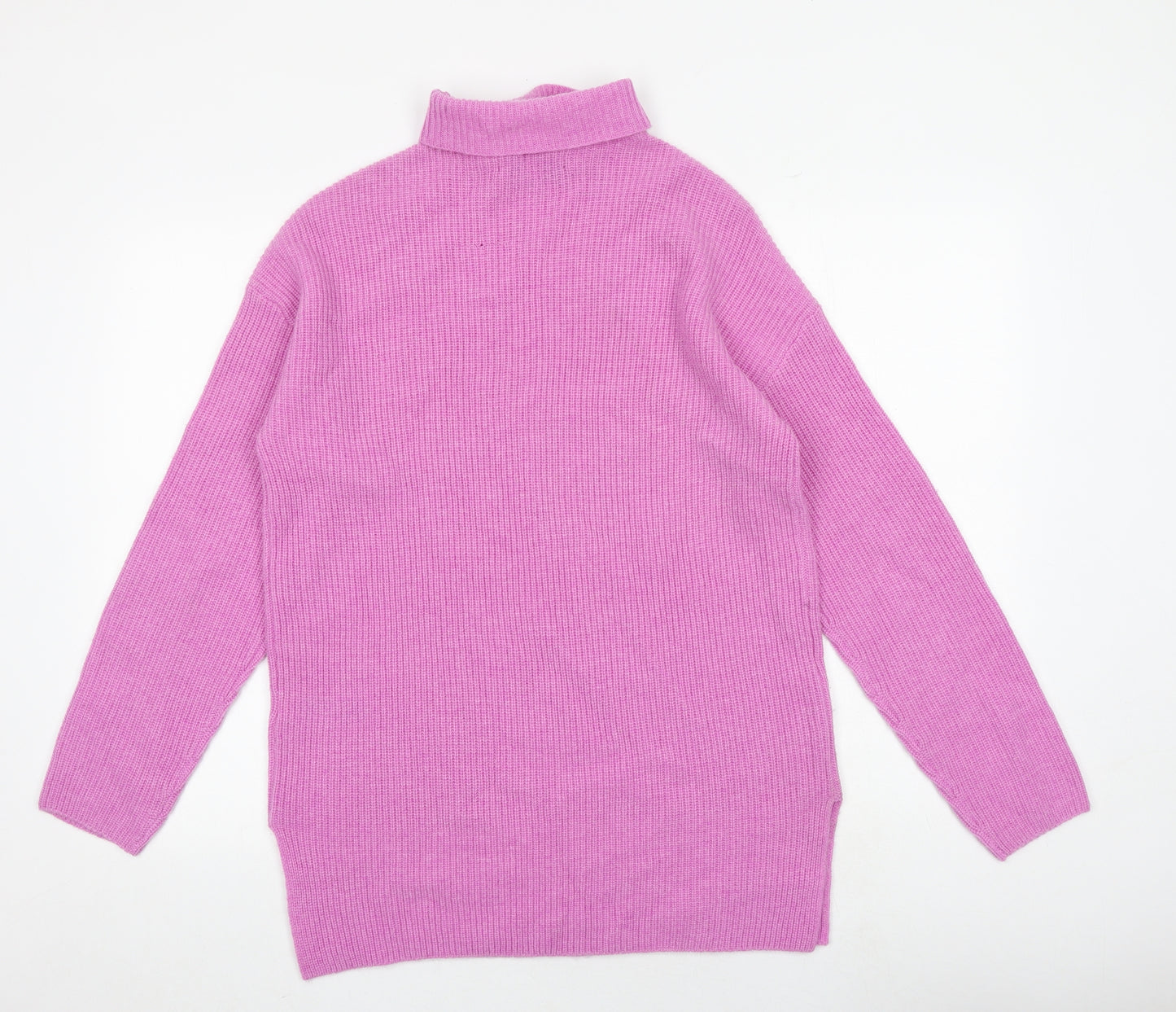 Marks and Spencer Womens Pink Roll Neck 100% Merino Wool Pullover Jumper Size S