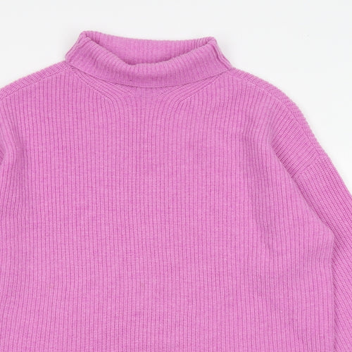 Marks and Spencer Womens Pink Roll Neck 100% Merino Wool Pullover Jumper Size S