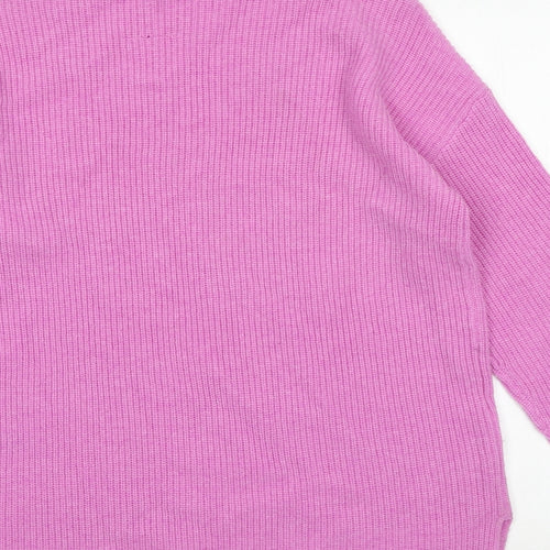 Marks and Spencer Womens Pink Roll Neck 100% Merino Wool Pullover Jumper Size S