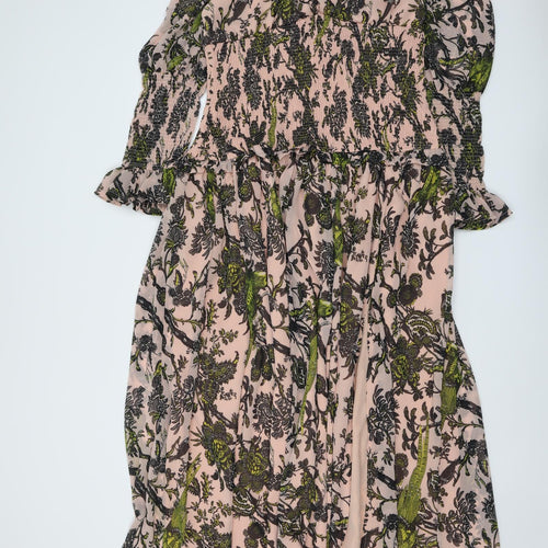 ASOS Womens Pink Geometric Polyester Trapeze & Swing Size 16 Boat Neck Pullover - Bird pattern