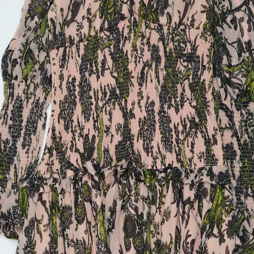 ASOS Womens Pink Geometric Polyester Trapeze & Swing Size 16 Boat Neck Pullover - Bird pattern