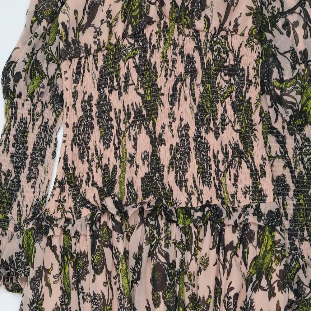 ASOS Womens Pink Geometric Polyester Trapeze & Swing Size 16 Boat Neck Pullover - Bird pattern