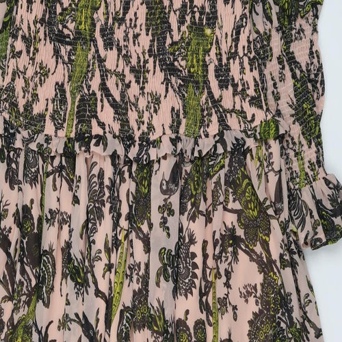 ASOS Womens Pink Geometric Polyester Trapeze & Swing Size 16 Boat Neck Pullover - Bird pattern