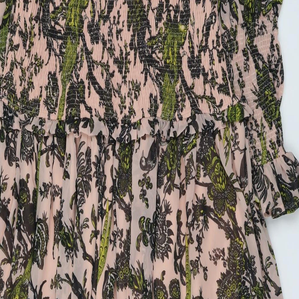 ASOS Womens Pink Geometric Polyester Trapeze & Swing Size 16 Boat Neck Pullover - Bird pattern