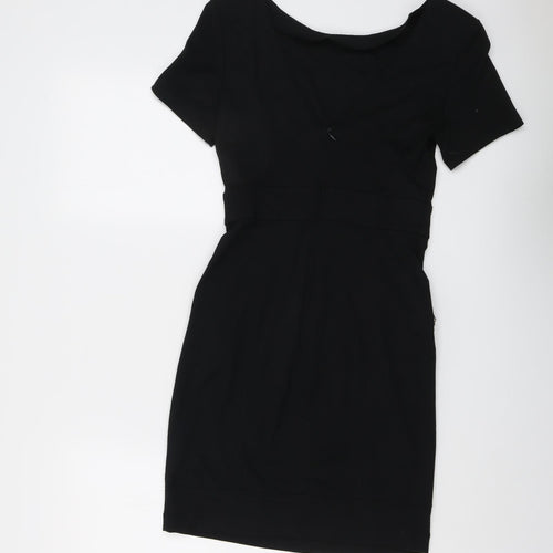 Miso Womens Black Viscose A-Line Size 8 Round Neck Zip
