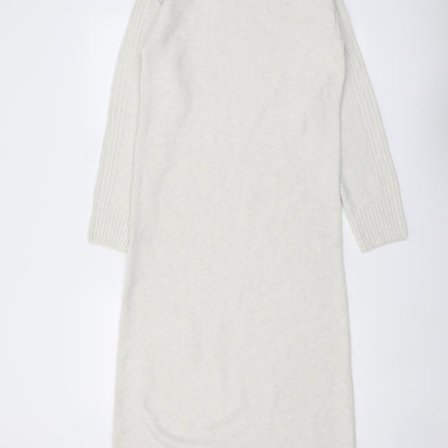 Marks and Spencer Womens Ivory Polyester Jumper Dress Size XS Roll Neck Pullover