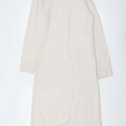 Marks and Spencer Womens Ivory Polyester Jumper Dress Size XS Roll Neck Pullover