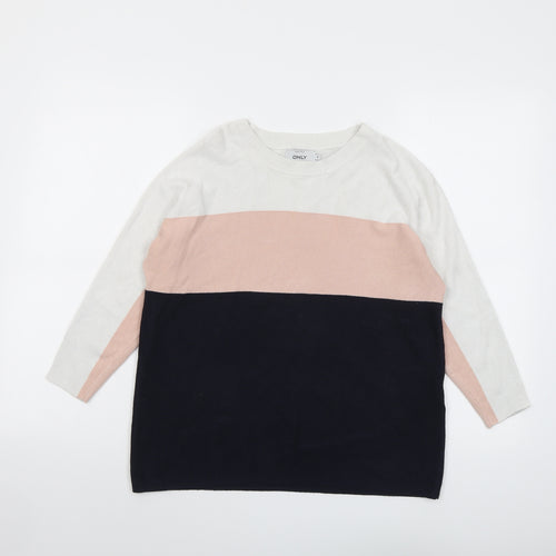 Only Womens Multicoloured Round Neck Viscose Pullover Jumper Size S