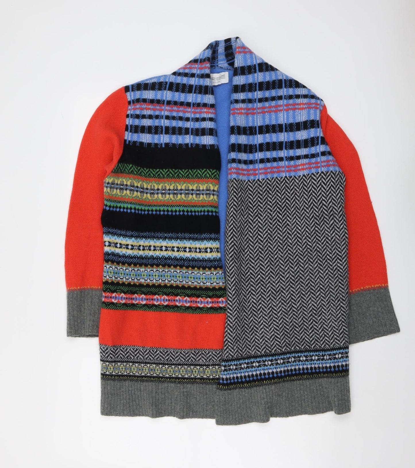 ERIBE Womens Multicoloured V-Neck Geometric Wool Cardigan Jumper Size M