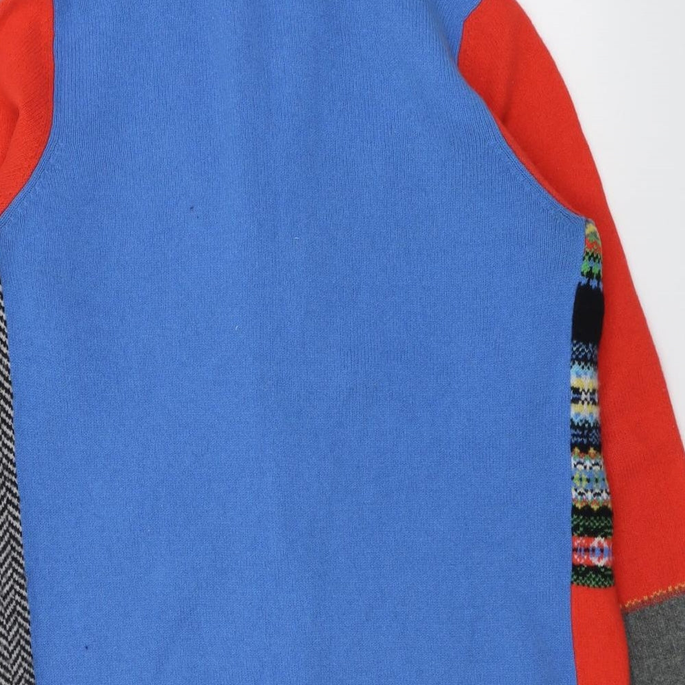 ERIBE Womens Multicoloured V-Neck Geometric Wool Cardigan Jumper Size M