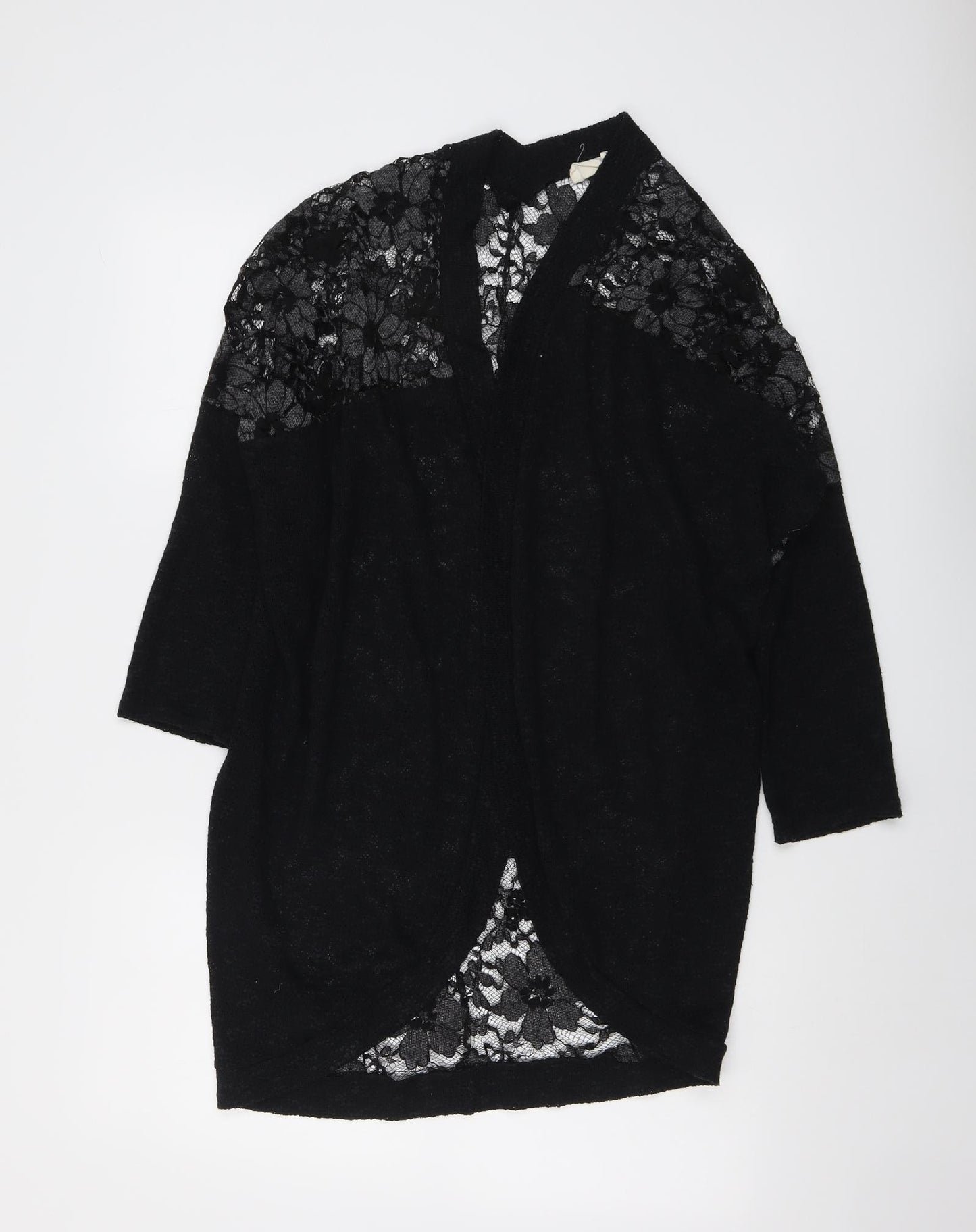 Paris and Needles Womens Black V-Neck Polyester Cardigan Jumper Size XS - Lace Overlay