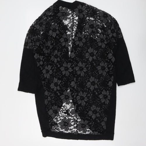 Paris and Needles Womens Black V-Neck Polyester Cardigan Jumper Size XS - Lace Overlay