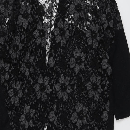 Paris and Needles Womens Black V-Neck Polyester Cardigan Jumper Size XS - Lace Overlay