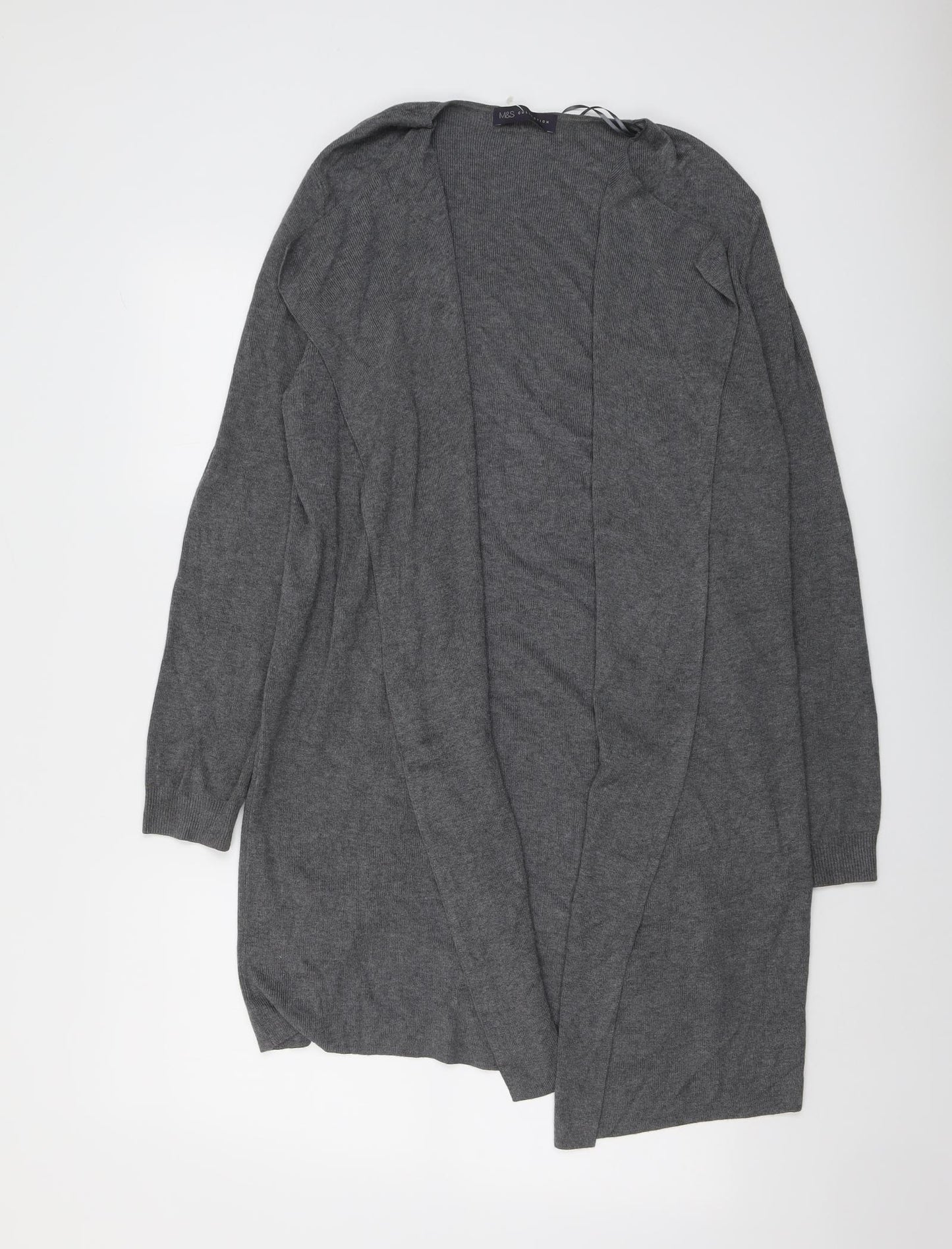 Marks and Spencer Womens Grey V-Neck Viscose Cardigan Jumper Size M