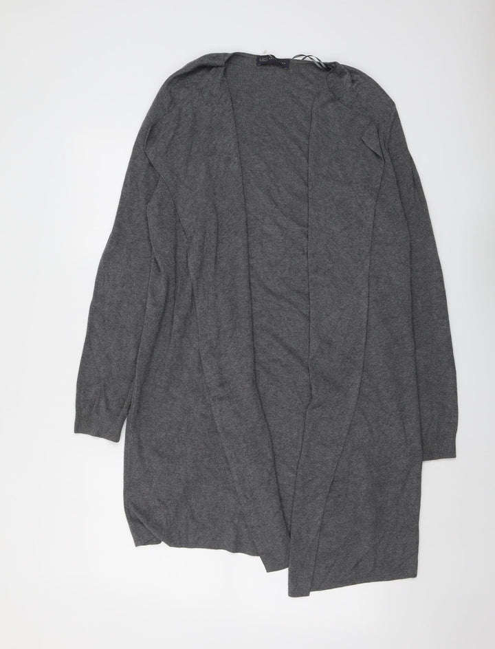 Marks and Spencer Womens Grey V-Neck Viscose Cardigan Jumper Size M