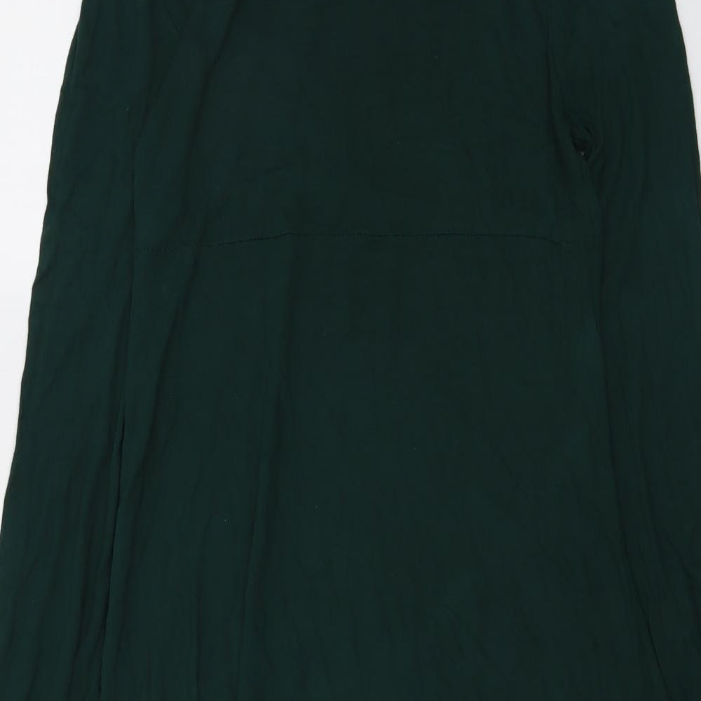 Topshop Womens Green Viscose Trapeze & Swing Size 12 Collared Button