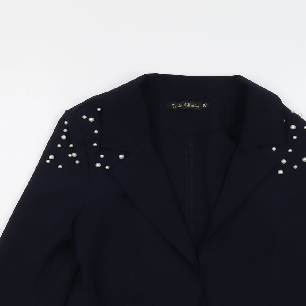 Farilat Collection Womens Blue Jacket Blazer Size 18