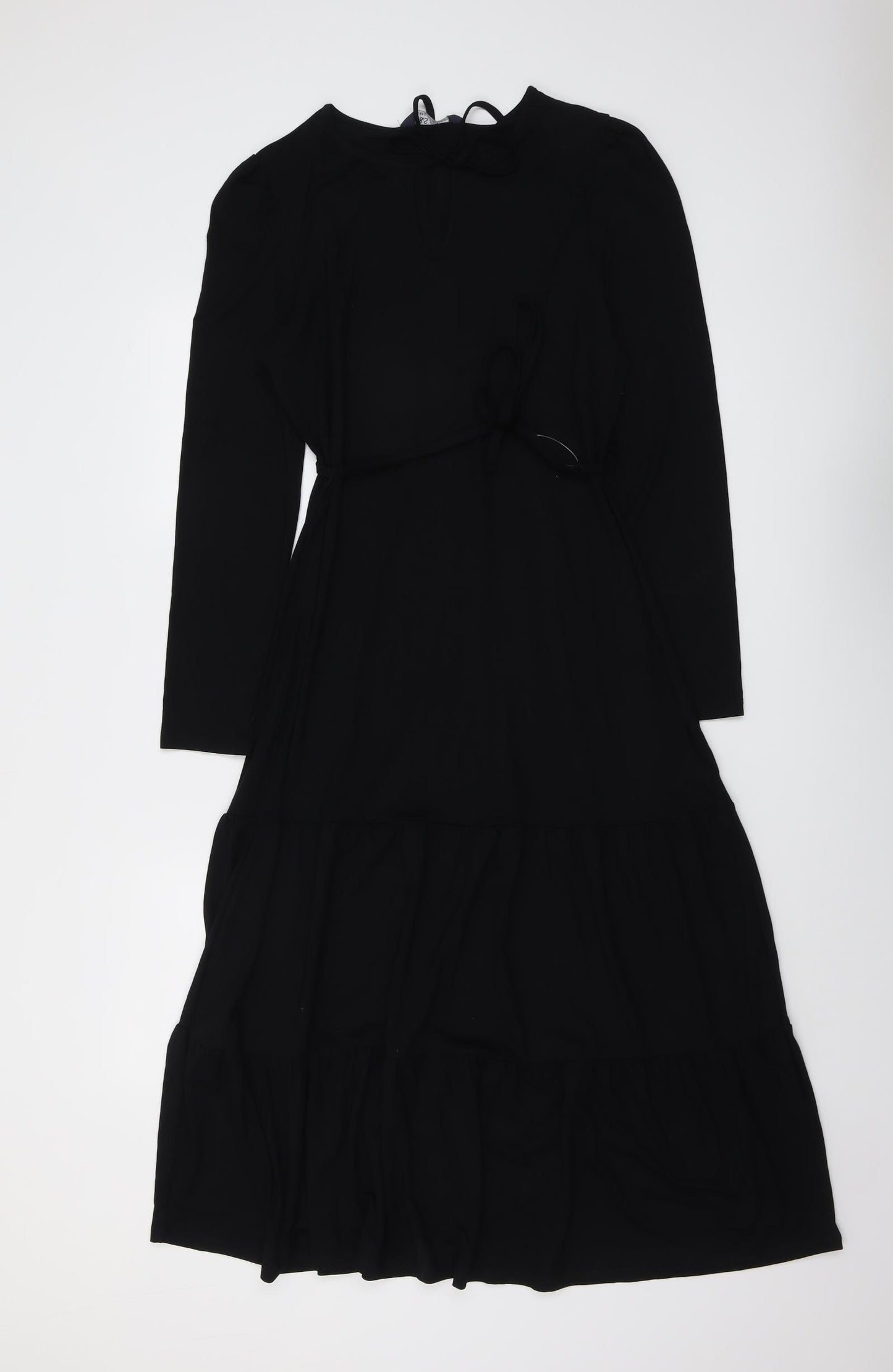 Marks and Spencer Womens Black Viscose Trapeze & Swing Size 10 Round Neck Pullover