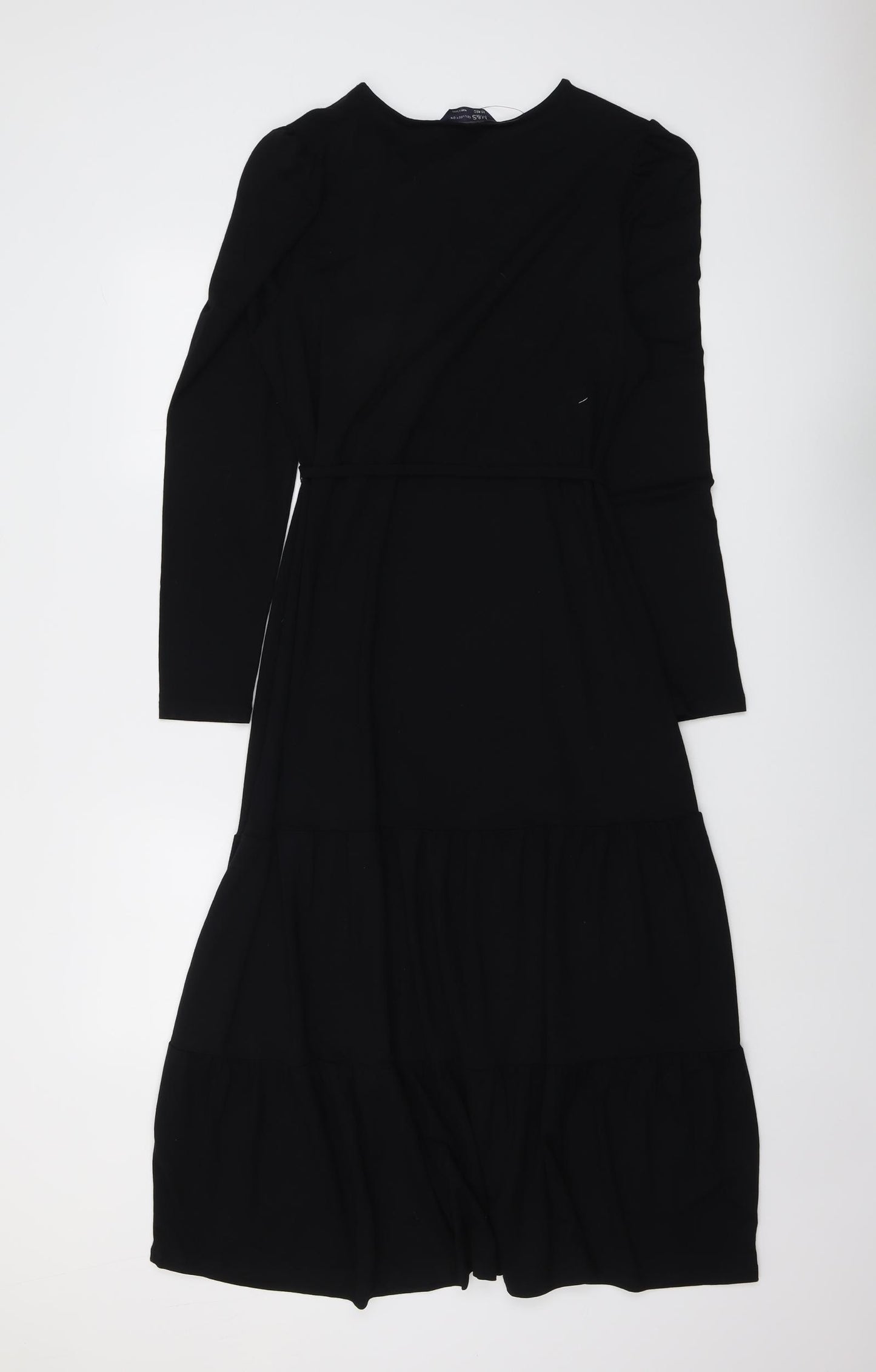 Marks and Spencer Womens Black Viscose Trapeze & Swing Size 10 Round Neck Pullover