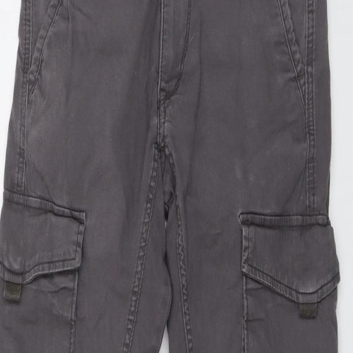 JACK & JONES Mens Grey Cotton Cargo Trousers Size 27 in L30 in Regular Button