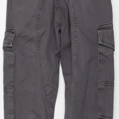 JACK & JONES Mens Grey Cotton Cargo Trousers Size 27 in L30 in Regular Button
