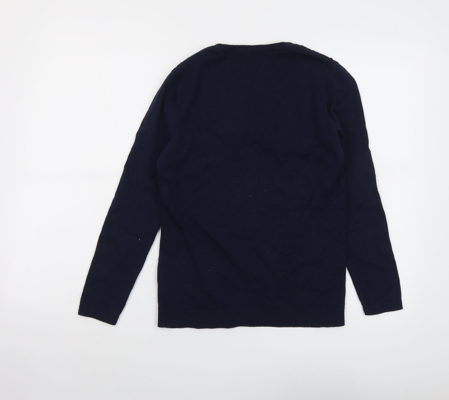 Bonmarché Womens Blue V-Neck Cotton Pullover Jumper Size 8