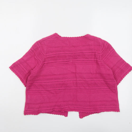 Bonmarché Womens Pink Round Neck Cotton Cardigan Jumper Size S