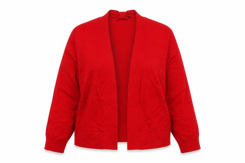 Roman Womens Red V-Neck Viscose Cardigan Jumper Size 14