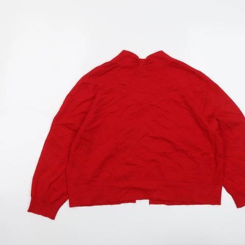 Roman Womens Red V-Neck Viscose Cardigan Jumper Size 14