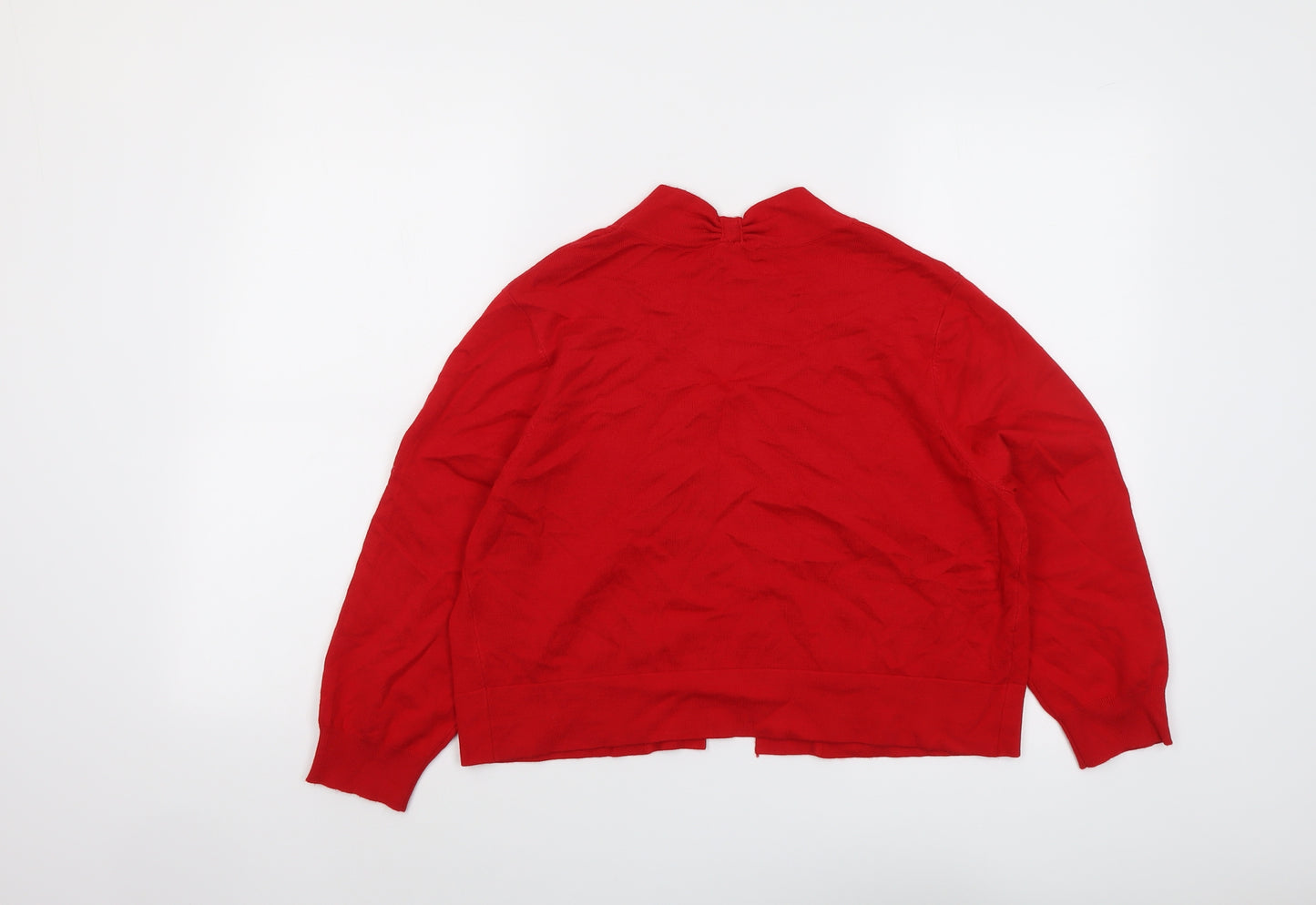 Roman Womens Red V-Neck Viscose Cardigan Jumper Size 14