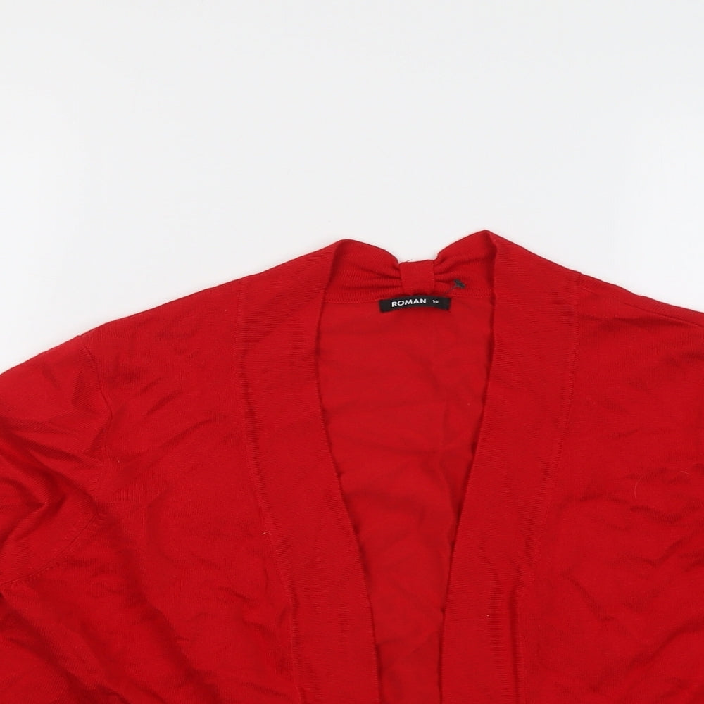 Roman Womens Red V-Neck Viscose Cardigan Jumper Size 14