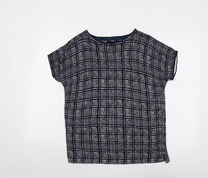 NEXT Womens Blue Round Neck Geometric Acrylic Pullover Jumper Size 12