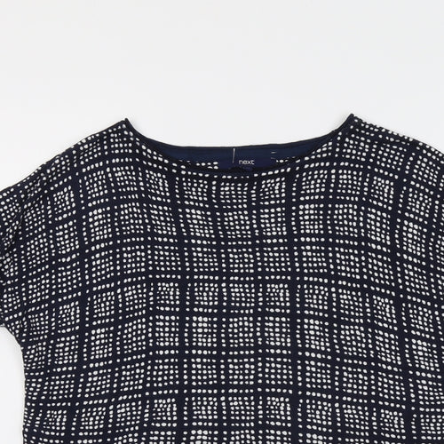 NEXT Womens Blue Round Neck Geometric Acrylic Pullover Jumper Size 12