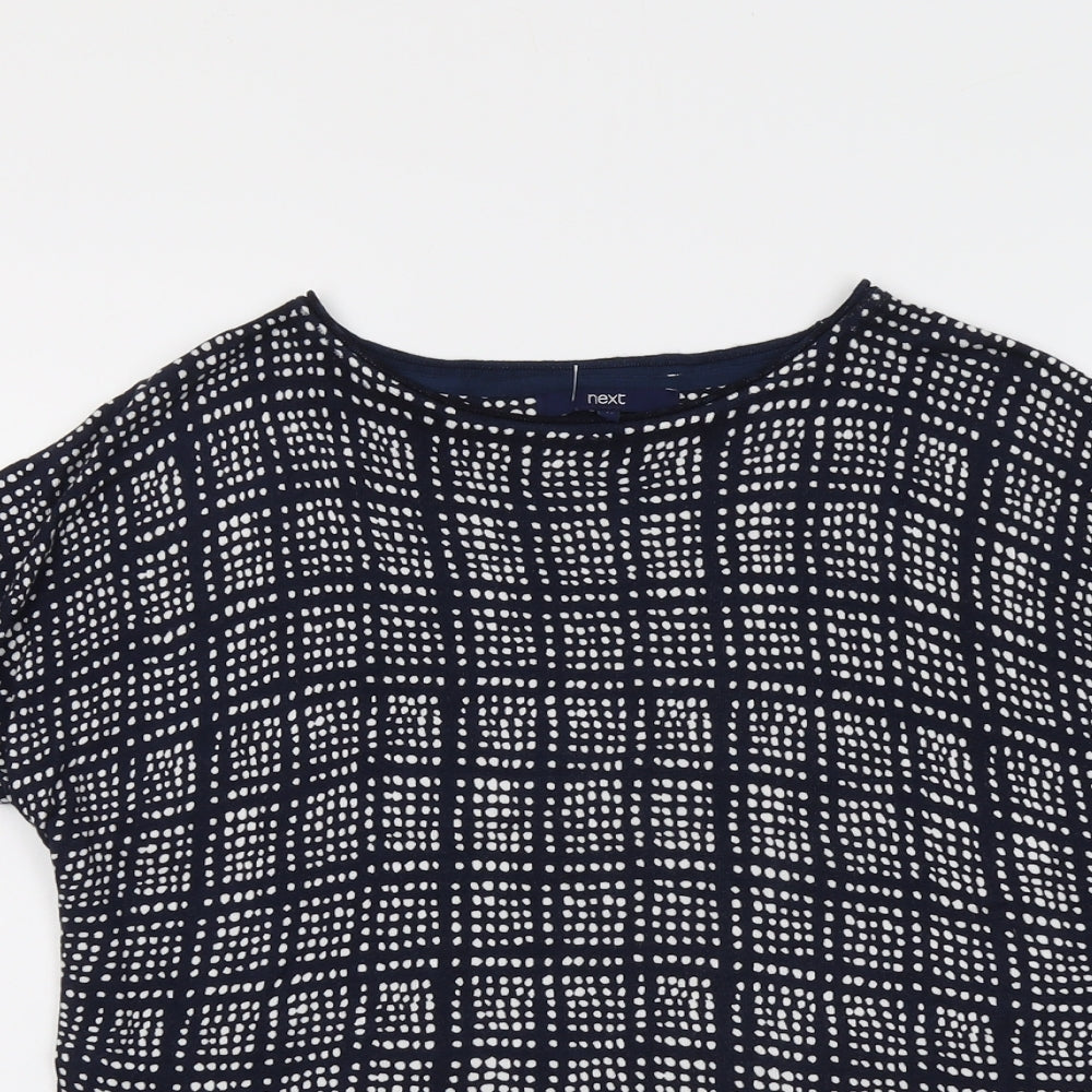 NEXT Womens Blue Round Neck Geometric Acrylic Pullover Jumper Size 12